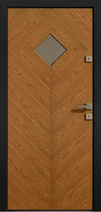 Drzwi drewniane zewnętrzne do domu wzór 543,7 w kolorze winchester + antracyt.