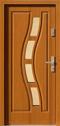 Drzwi drewniane zewnętrzne do domu 544,2 w kolorze złoty dąb.