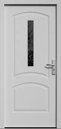 Drzwi drewniane zewnętrzne do domu wzór 552S1 w kolorze białe.