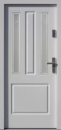 Drzwi drewniane zewnętrzne do domu 555,1+ds9 w kolorze białe.