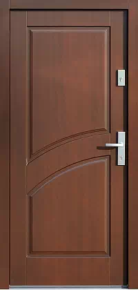 Drzwi drewniane zewnętrzne do domu wzór 556,2 w kolorze orzech.