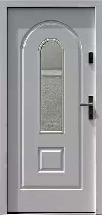 Drzwi drewniane zewnętrzne do domu wzór 571S1 w kolorze białe.
