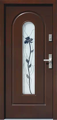 Drzwi drewniane zewnętrzne do domu 571S2+ds53 w kolorze palisander.