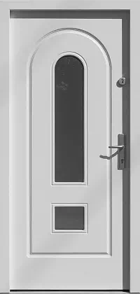 Drzwi drewniane zewnętrzne do domu wzór 571S3 w kolorze białe.
