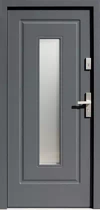 Drzwi drewniane zewnętrzne do domu 572S2 w kolorze antracyt.