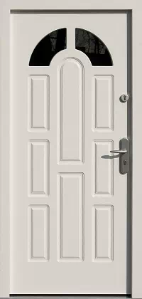 Drzwi drewniane zewnętrzne do domu 578S2 w kolorze białe.