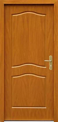 Drzwi drewniane zewnętrzne do domu wzór 581 w kolorze złoty dąb.