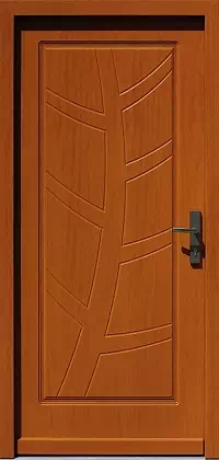 Drzwi drewniane zewnętrzne do domu wzór 582,1 w kolorze ciemny dąb.