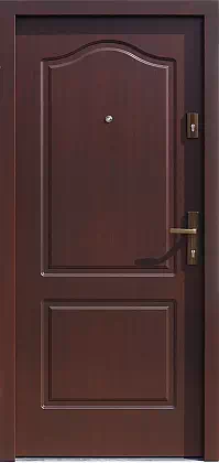 Drzwi drewniane zewnętrzne do domu wzór 583,1 w kolorze ciemny orzech.