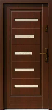 Drzwi drewniane zewnętrzne do domu 588,1 w kolorze orzech ciemny.