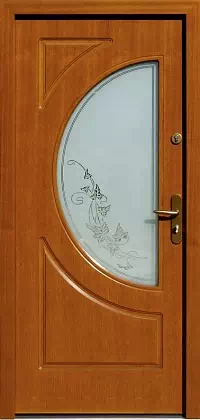 Drzwi drewniane zewnętrzne do domu 589S1+ds2 w kolorze złoty dąb.