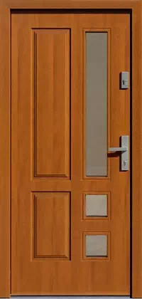 Drzwi drewniane zewnętrzne do domu 590,1 w kolorze złoty dąb.