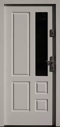 Drzwi drewniane zewnętrzne do domu 590S1 w kolorze białe.