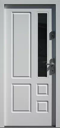 Drzwi drewniane zewnętrzne do domu 590S7B w kolorze białe.