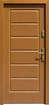 Drzwi drewniane zewnętrzne do domu wzór 594 w kolorze jasny dąb.
