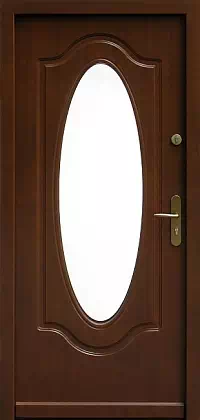 Drzwi zewnętrzne drewniane 595S1 orzech ciemny