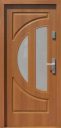 Drzwi drewniane zewnętrzne do domu wzór 599,3 w kolorze zloty_dab.