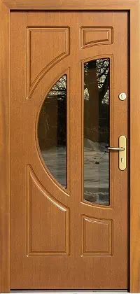 Drzwi zewnętrzne drewniane 599S2 ciemny dąb