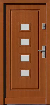 Drzwi drewniane zewnętrzne do domu 682,3 w kolorze ciemny dąb.