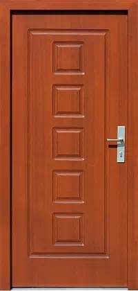 Drzwi drewniane zewnętrzne do domu 682F1 w kolorze ciemny dąb.