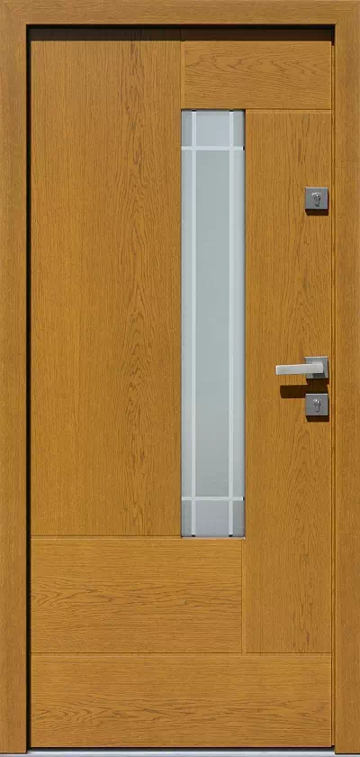 Drzwi zewnętrzne nowoczesne 415,12+ds1 złoty dąb