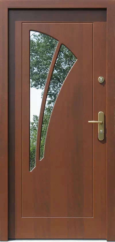 Drzwi zewnętrzne nowoczesne 570S3 teak