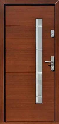 Drzwi zewnętrzne nowoczesne do domu 417,13+ds1 w kolorze teak.