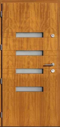 Drzwi zewnętrzne nowoczesne do domu wzór 422,11 w kolorze złoty dąb.