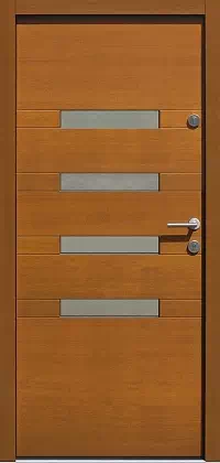 Drzwi zewnętrzne nowoczesne do domu wzór 422,12 w kolorze ciemny dąb.