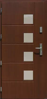 Drzwi zewnętrzne nowoczesne do domu wzór 424,11 w kolorze ciemny orzech.