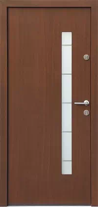 Drzwi zewnętrzne nowoczesne do domu wzór 427,11+ds11 w kolorze orzech.