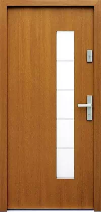 Drzwi zewnętrzne nowoczesne do domu wzór 428,11+ds12 w kolorze dąb ciemny.