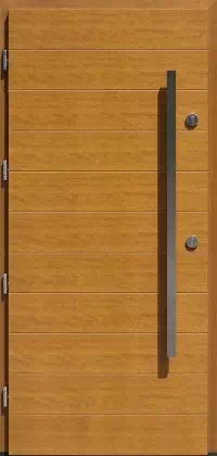 Drzwi zewnętrzne nowoczesne do domu wzór 431,1 w kolorze jasny dąb.