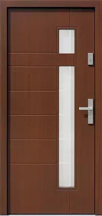 Drzwi zewnętrzne nowoczesne do domu 437,11+ds4 w kolorze mahoniowe.