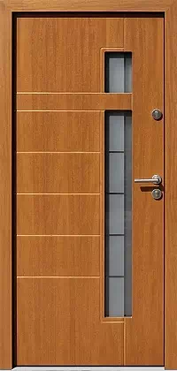 Drzwi zewnętrzne nowoczesne do domu wzór 437,12+ds4 w kolorze złoty dąb.