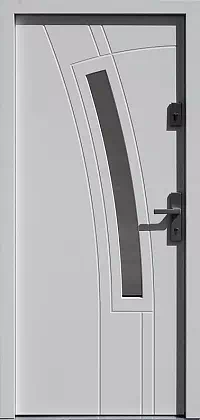 Drzwi zewnętrzne nowoczesne do domu wzór 438,11 w kolorze białe.