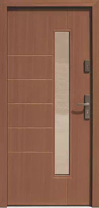 Drzwi zewnętrzne nowoczesne do domu wzór 441,12 w kolorze ciemny dąb.
