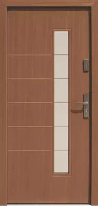 Drzwi zewnętrzne nowoczesne do domu wzór 441,12+ds11 w kolorze ciemny dąb.