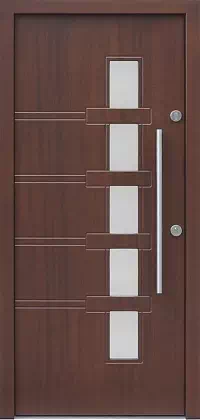 Drzwi zewnętrzne nowoczesne do domu wzór 442,11 w kolorze ciemny orzech.