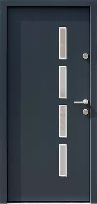 Drzwi zewnętrzne nowoczesne do domu wzór 444,11+ds4 w kolorze antracytowe.