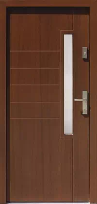 Drzwi zewnętrzne nowoczesne do domu wzór 450,1 w kolorze orzech.