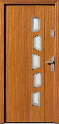 Drzwi zewnętrzne nowoczesne do domu wzór 451,21+ds1 w kolorze złoty dąb.
