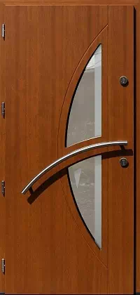 Drzwi zewnętrzne nowoczesne do domu wzór 452,1+ds1 w kolorze złoty dąb.