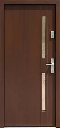 Drzwi zewnętrzne nowoczesne do domu wzór 453,12 w kolorze orzech.