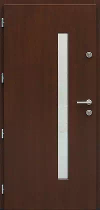 Drzwi zewnętrzne nowoczesne do domu wzór 454,14 w kolorze orzech.