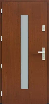 Drzwi zewnętrzne nowoczesne do domu wzór 454,15 w kolorze orzech.