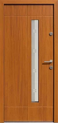 Drzwi zewnętrzne nowoczesne do domu wzór 456,11+ds1 w kolorze ciemny dąb.