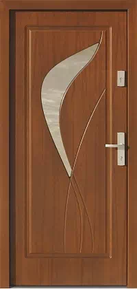 Drzwi zewnętrzne nowoczesne do domu wzór 458,1 w kolorze orzech.