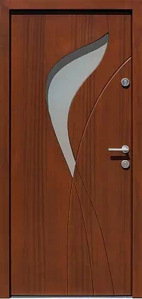 Drzwi zewnętrzne nowoczesne do domu wzór 458,2 w kolorze orzech.