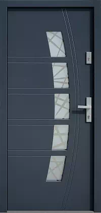 Drzwi zewnętrzne nowoczesne do domu 459,1+ds1 w kolorze antracyt.